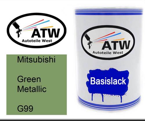 Mitsubishi, Green Metallic, G99: 500ml Lackdose, von ATW Autoteile West.